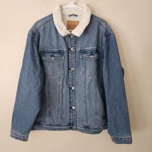 BAERSkin Blue Jean Jacket Sherpa Lined Women's Size XL NWT